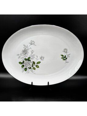 Vintage Sone China Japan Platinum Floral Oval Serving Platter 1873 Collectors